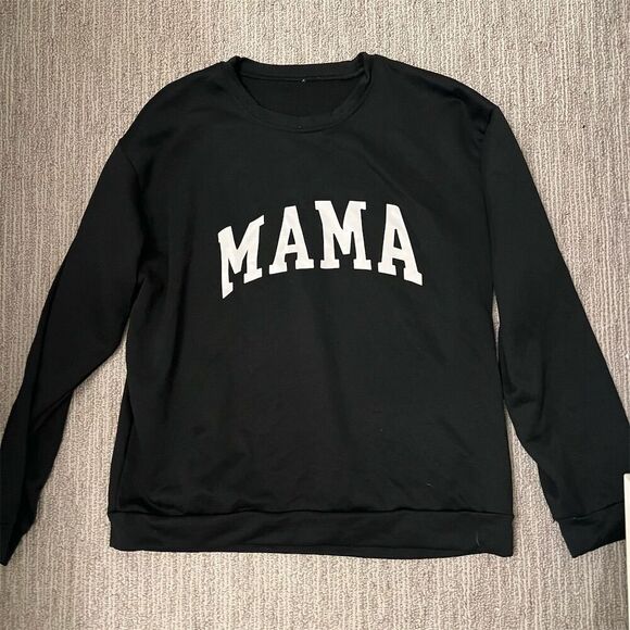 Women's Black "MAMA" Graphic Crewneck Sweatshirt (fits m/L-23 P2P) Casual - Picture 1 of 5